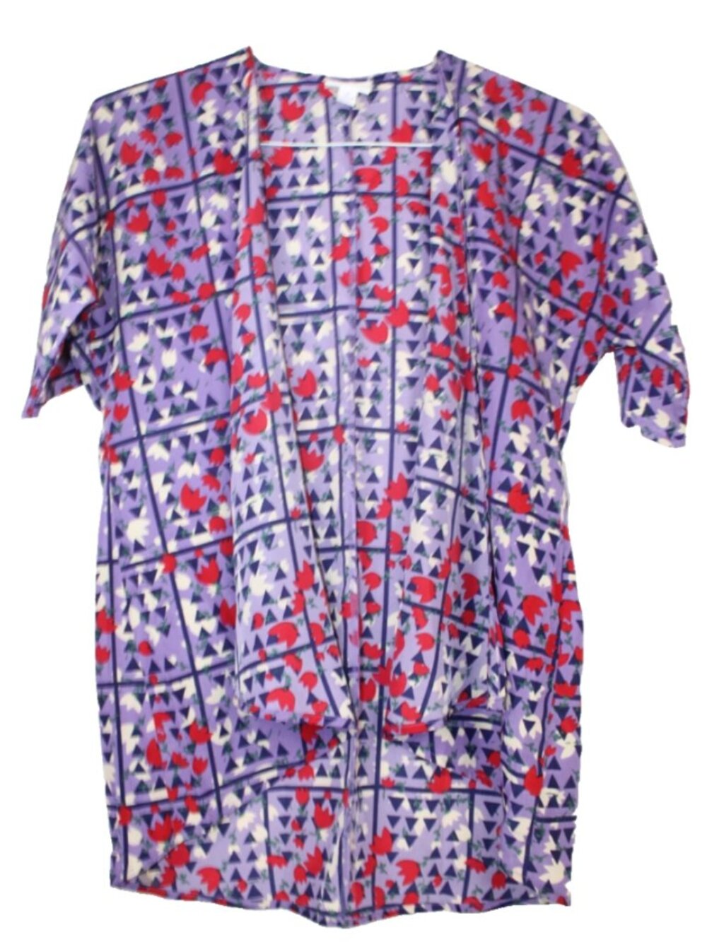 LuLaRoe BIANKA Women's Kimono Duster NWT Size 3 Sheer Purple Red White Flowers